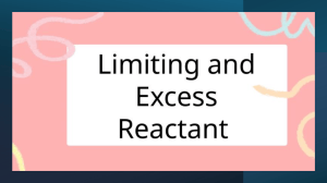 Limiting and Excess Reactant Lesson Plan