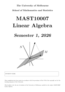 MAST10007 Linear Algebra University of Melbourne 2026