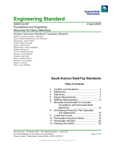 Saudi Aramco Engineering Standard SAES-Q-007: Foundations for Heavy Machinery