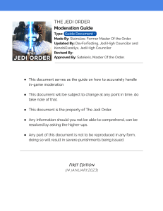 The Jedi Order Moderation Guide (Roblox Server)