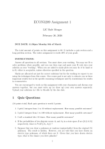 ECON3209 Assignment 1: Probability & Statistics