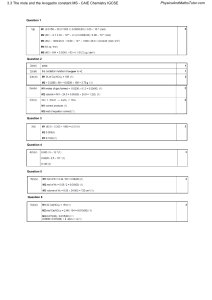 IGCSE Chemistry Mark Scheme: The Mole & Avogadro Constant