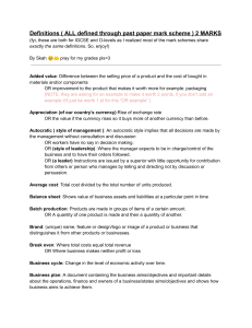 IGCSE/O-Level Business Definitions Study Guide