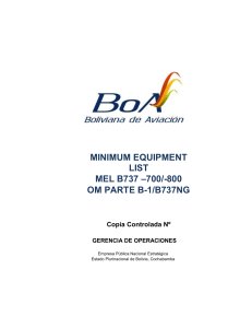 Boeing 737NG Minimum Equipment List (MEL) for Boliviana de Aviaci&oacute;n
