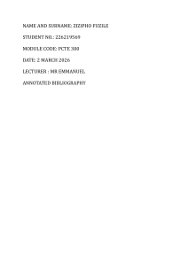 Annotated Bibliography: Visually Impaired Students in Higher Education