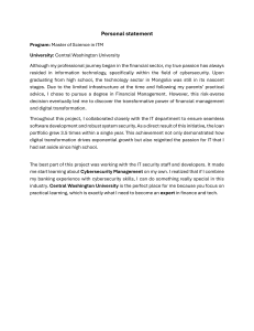Personal Statement for Master of Science in ITM at CWU