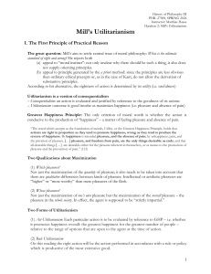 Mill&rsquo;s Utilitarianism Handout - Philosophy Course Notes