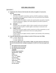Construction Site Organisation: Supplier Factors & Stock Management