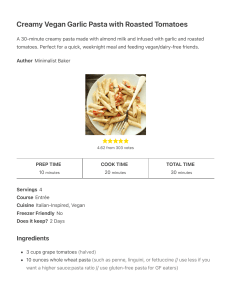 Creamy Vegan Garlic Pasta with Roasted Tomatoes