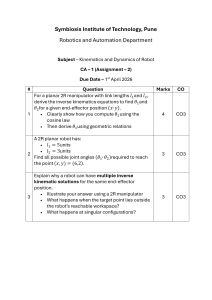 Robot Kinematics Assignment: Inverse Kinematics for 2R Manipulator