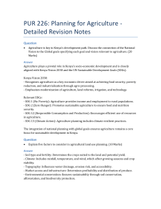 PUR 226 Agriculture Revision Notes: Kenya Vision 2030 & SDGs