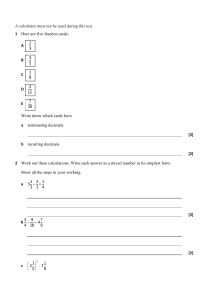 Math Test: Fractions, Decimals, and Geometry Problems