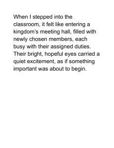 Classroom as Kingdom's Meeting Hall: Descriptive Passage