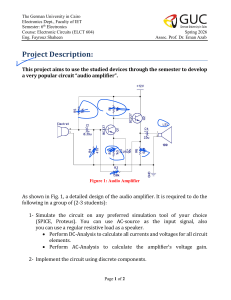 Audio Amplifier Project Description