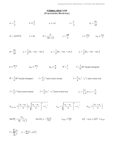 Formul&aacute;rio de Propriedades Mec&acirc;nicas - Refer&ecirc;ncia de Engenharia