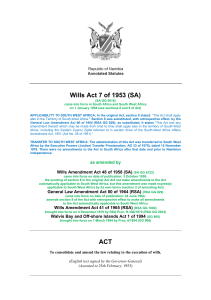 Wills Act 7 of 1953 (SA) - Namibia Annotated Statutes