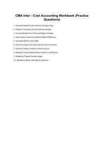 CMA Inter Cost Accounting Workbook Practice Questions