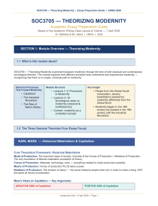 SOC3705 Essay Prep Guide: Theorizing Modernity