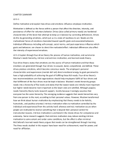 Chapter Summary: Employee Motivation Theories