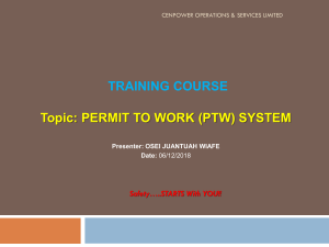 Cenpower PTW System Training Course
