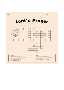 Lord's Prayer Crossword Puzzle Worksheet
