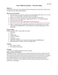 Fall 2020 MRD Presentation Assignment Instructions