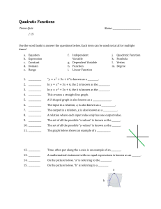Quadratic Functions Terms Quiz