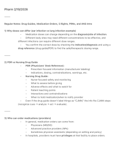 Nursing Pharmacology Notes: Drug Guides, 5 Rights, PRNs, ANS