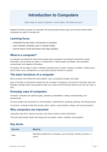Introduction to Computers Class Notes