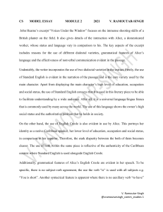 Model Essay on John Hearne's 'Voices Under the Window'