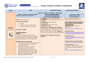 Grade 7 Natural Sciences Lesson Plan: Separating Mixtures