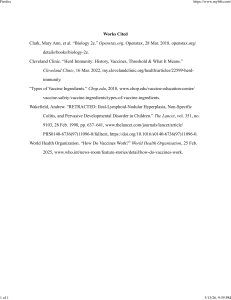Works Cited: Vaccines and Immunology