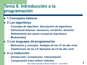 Tema 6: Introducci&oacute;n a la Programaci&oacute;n - Conceptos B&aacute;sicos