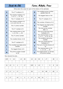 Decode the Joke: Factors, Multiples, Primes Worksheet