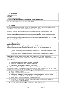 Economics Lesson Plan: Capital & Entrepreneurship