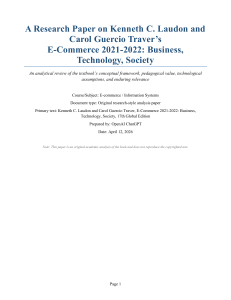 Analysis of Laudon & Traver's E-Commerce Textbook