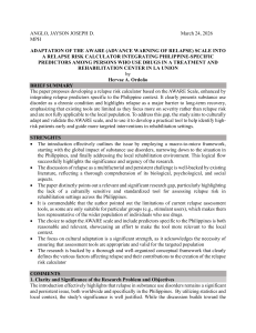 Relapse Risk Calculator for Drug Users in Philippines: AWARE Scale Adaptation