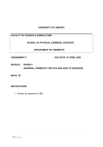 University of Limpopo Chemistry Assignment 2