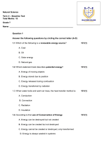 Grade 7 Natural Science Term 2 Baseline Test