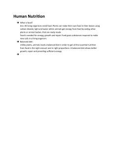 Human Nutrition: Basics of Food and Balanced Diet