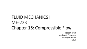 Fluid Mechanics II Chapter 15: Compressible Flow Problems