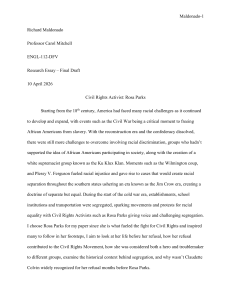 Civil Rights Activist: Rosa Parks Research Essay