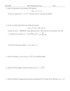 EMT 3206 Sample Exam 1: Numerical Analysis Problems