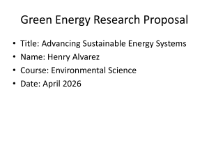 Green Energy Research Proposal: Advancing Sustainable Energy Systems