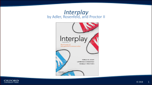 Interplay: Nonverbal Communication Chapter 7