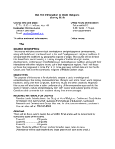 Rel. 150: Introduction to World Religions Syllabus