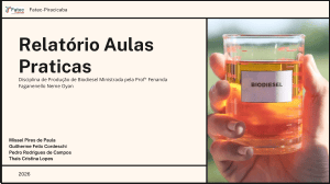 Relat&oacute;rio de Aulas Pr&aacute;ticas: Produ&ccedil;&atilde;o de Biodiesel com &Oacute;leo de Canola