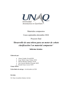 Desarrollo de tobera de cohete en material compuesto - Informe t&eacute;cnico