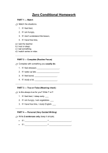 Zero Conditional Homework Worksheet: English Grammar Exercises