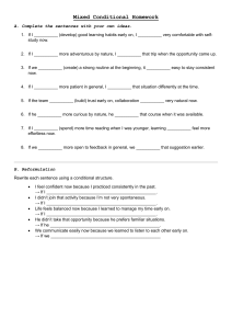 Mixed Conditional Homework Worksheet